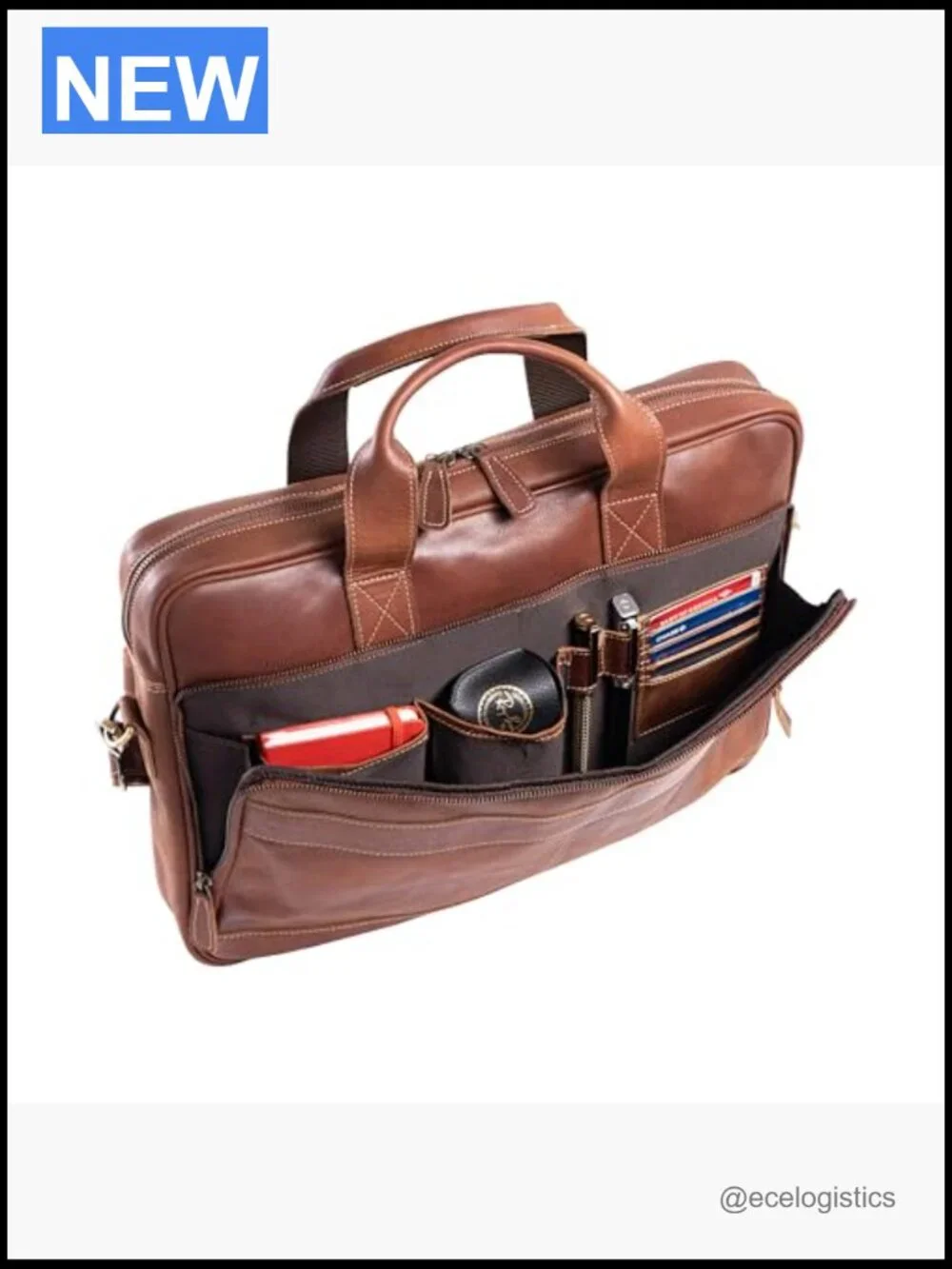 Leather Laptop Messenger Bag 16 inch Briefcase Satchel Trolley Compatible